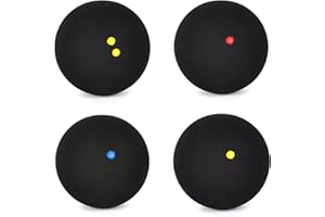 Tibapla 4 Pcs Squash Balls - 37mm, 3 Single Dot and 1 Double Yellow Dot, High Bounce Light for Beginners Competition Training