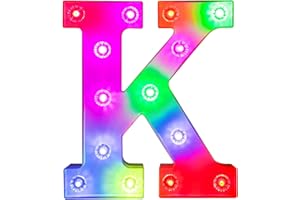 Glintee Light Up Letters Lights, 26 Alphabet Light Up Marquee Letters Sign, Light Up Letters Wedding/Birthday Party Night Light Home Bar Decoration-(Colorful K)