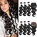 VRBest Hair Brazilian Virgin Hair Bundles With Closure Unprocessed Brazilian Body Wave Human Hair Extensions With Lace Closure Three Part (14 16 18 with 12inch)