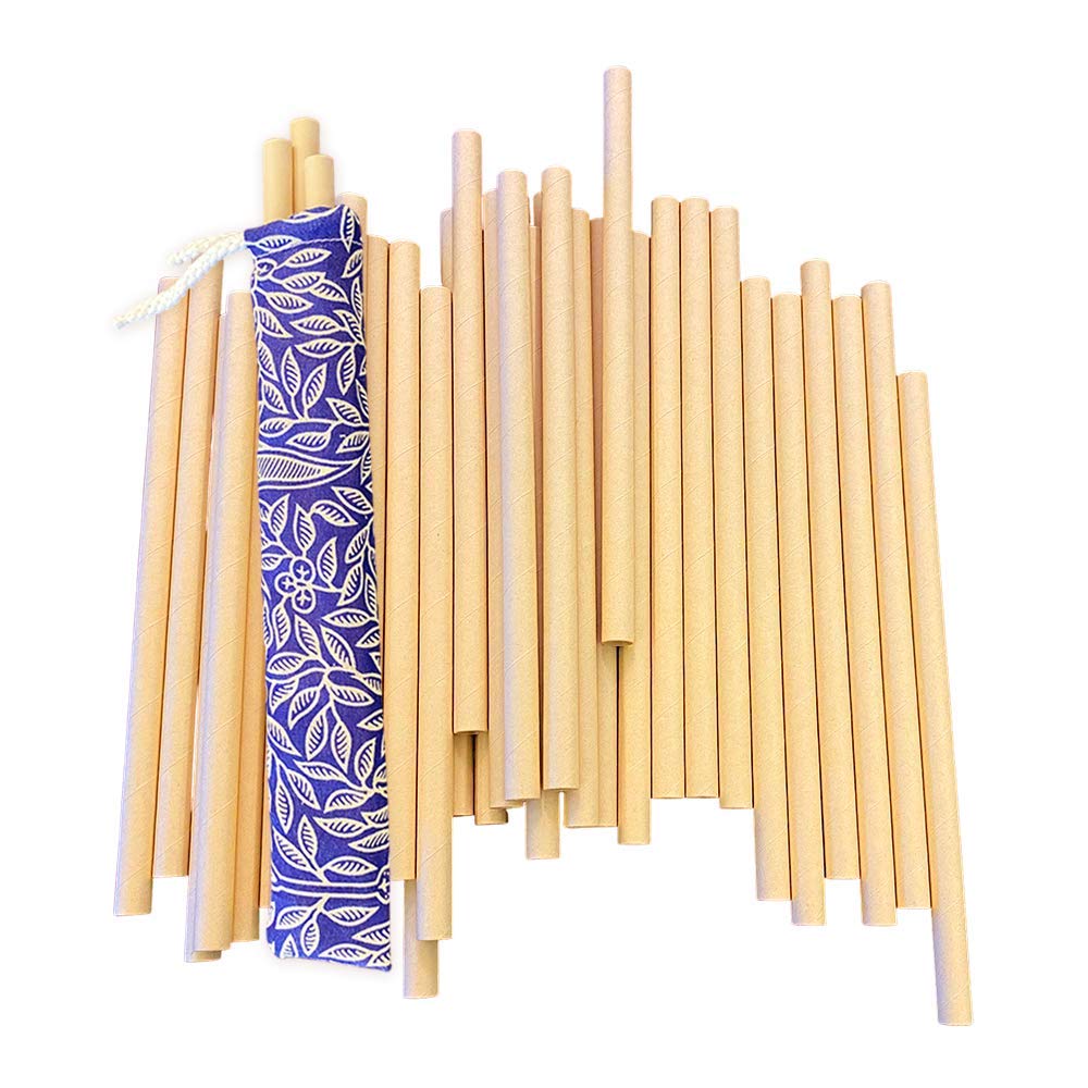 Vie Gourmet Disposable Bamboo Straws Bundle, 197x6mm, 100pcs Plus 197x10mm, 50pcs