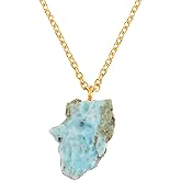 POSHPENDANT Handmade Raw Gemstone Necklace – Natural Gemstone Pendant for Calm & Spiritual Clarity – Gold for Pure Energy – Boho Chic Jewelry – Adjustable 18-Inch Chain