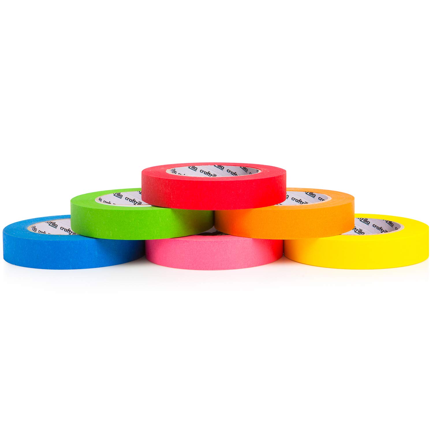 Craftzilla Colored Masking Tape - 6 Pack of 60 Yards x 1 inch Rainbow Color Craft Paper Tape - Colorful Teacher Tape for Art Lab Labeling & Classroom Decorations: Industrial & Scientific