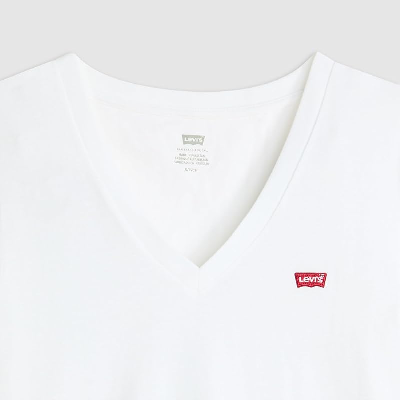 Lot de 2 t-Shirts à col V pour Femme, Lot de 2 t-Shirts à col en V, Blanc, M