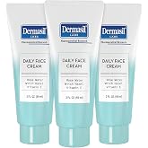 Dermasil Daily Face Cream 3-Pack &ndash; Oil-Free, Lightweight Moisturizer with Witch Hazel, Rose Water, and Vitamin E, 2 Oz Ea