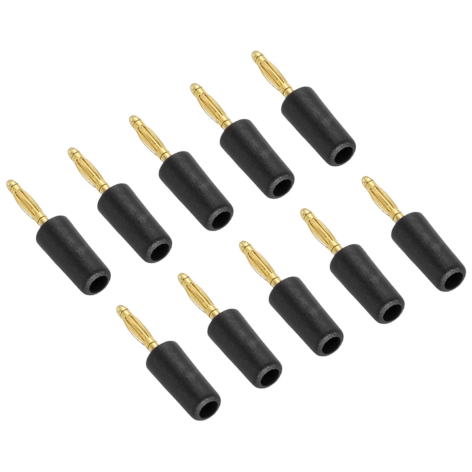 PATIKIL 10 Pack Banana Plugs Connector Speaker Banana Plug Connectors Solder Type 2mm Gold-Plated Copper Black for Speaker Wires, Sound Systems, Video Receivers, Home Theater