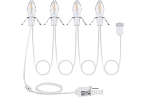 Meonum 1 Pack Accessory Cord with 4 LED Bulbs, End to End Connected Blow Mold Light Cord, 9.8 Feet Lamp Kit with On/Off Switch Plugs for Ceramic, Craft Halloween Christmas Village Decor