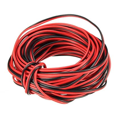 Electric Cable Wire, 10M Copper 22 AWG Gauge Electrical Wire Hookup Red Black Copper Stranded Auto 2 Wire Low Voltage Wire for Single Color LED Strip Extension Cable Cord Spool