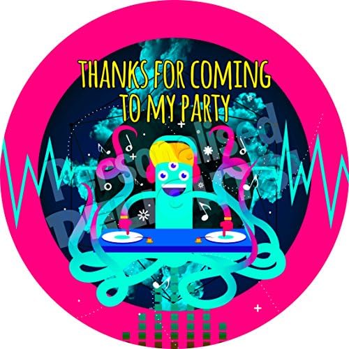 Personalised Delights Music DJ Sticker Labels (24 Stickers, 4.5cm Each) NON PERSONALISED Seals Ideal for Party Bags, Sweet Cones, Favours, Jars, Presentations Gift Boxes, Bottles, Crafts