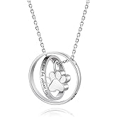 S925 Sterling Silver Paw Print Urn Necklace No longer by my side Forever in my Heart Pet Dog Keepsake Cremation Jewelry for Ashes
