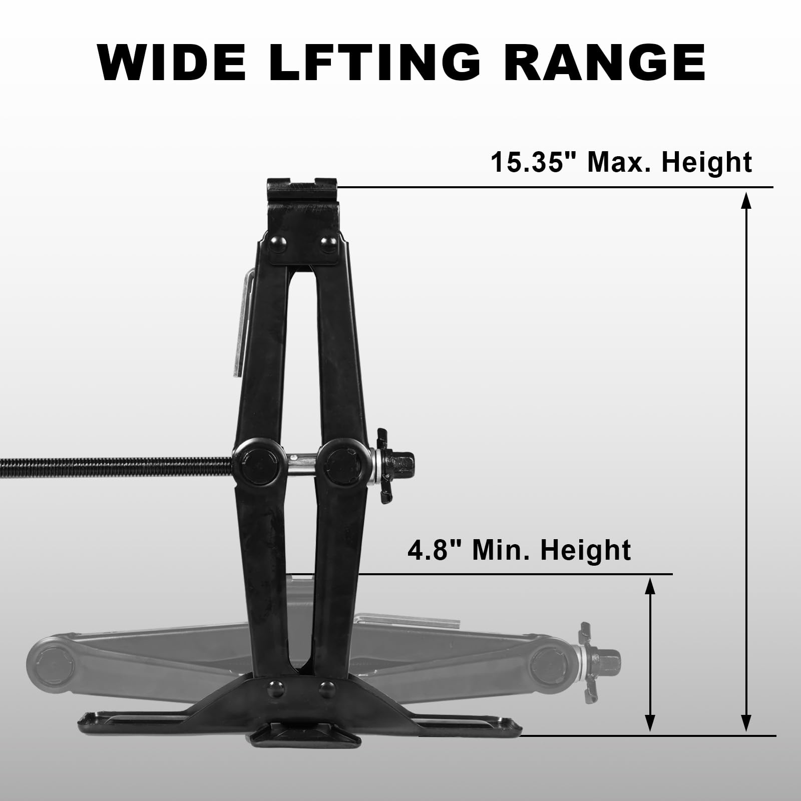BIG RED AST10202SR Torin Wide Base Cross Car Scissor Jack: Steel Portable Quick Lift Tire Jacks Include Ratchet Wrench for Car, Truck, Sedans and MPV, 1.5 Ton (3,000 lbs) Capacity, Black