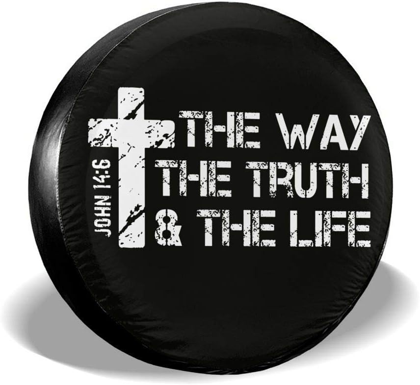 JKqueen The Way, Truth, Life â€?John 14 6 Bible Verse Christian Faith Based Spare Tire Cover Universal Wheel Tire Cover for Jeep Trailer RV SUV Truck Camper Travel Trailer Accessories