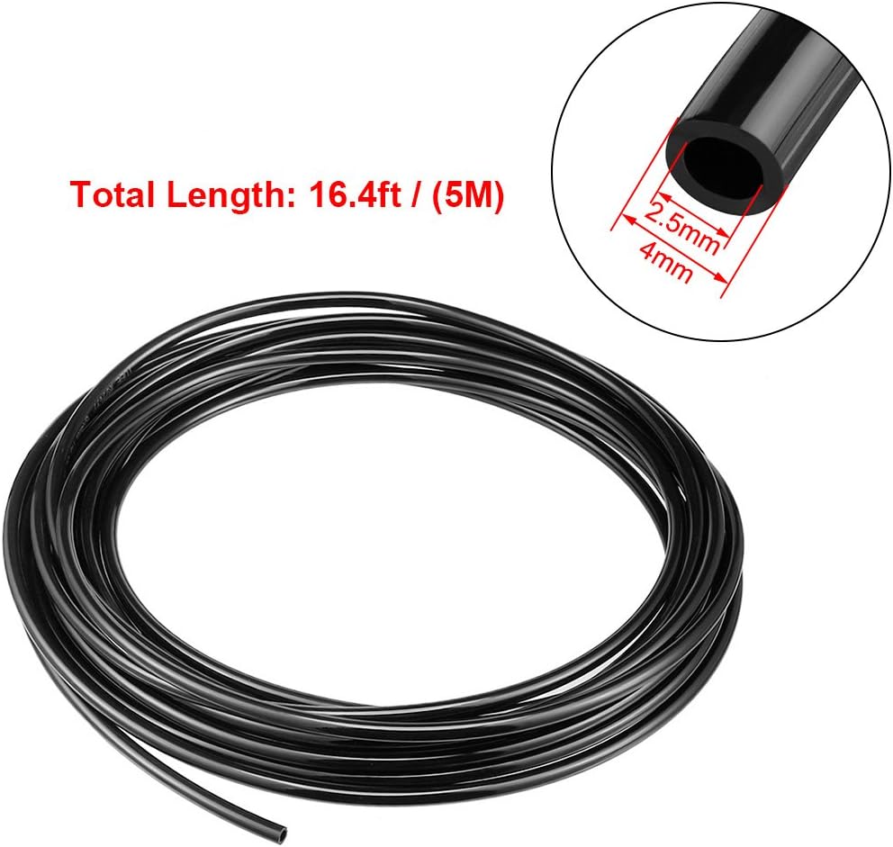 sourcing map Pneumatic Air Tubing, 4mm OD x 2.5mm ID 5 Meters 16ft PU Polyurethane Air Compressor Tube Hose Pipe Black - Image 5