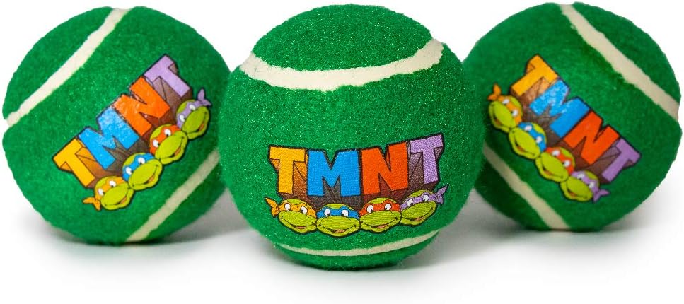 Buckle-Down Dog Toy, Nickelodeon, Tennis Balls Teenage Mutant Ninja Turtles TMNT Logo Turtle Faces Green
