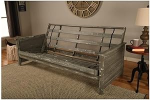 HomeStock Baroque Brilliance Weathered Finish Futon Frame Set with Mattress - 79" L x 37" D x 33" H - Converts to Standard Full-Size Bed Frame Only/Weathered Gray