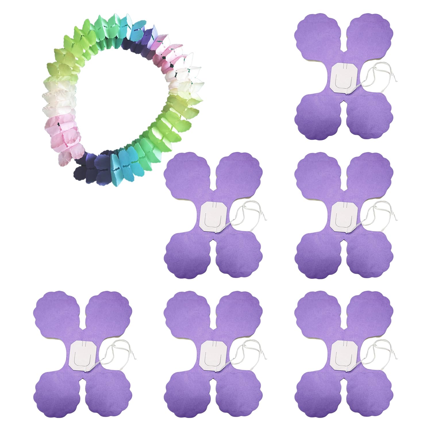 6 Pieces of Four-Leaf Clover Garland, Colorful Decorative Banners, Colorful Garlands, Hanging Garlands, Party Decoration Supplies, Suitable for Birthdays, Parties, Weddings (3.2m One Piece)