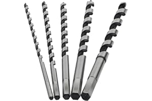 JIUWU 5pcs Lengthen Wookworking Auger Bit Set Long Hex Shank Twisted Wood Hole Cutter Drill Bits Door Lock Opener Tool
