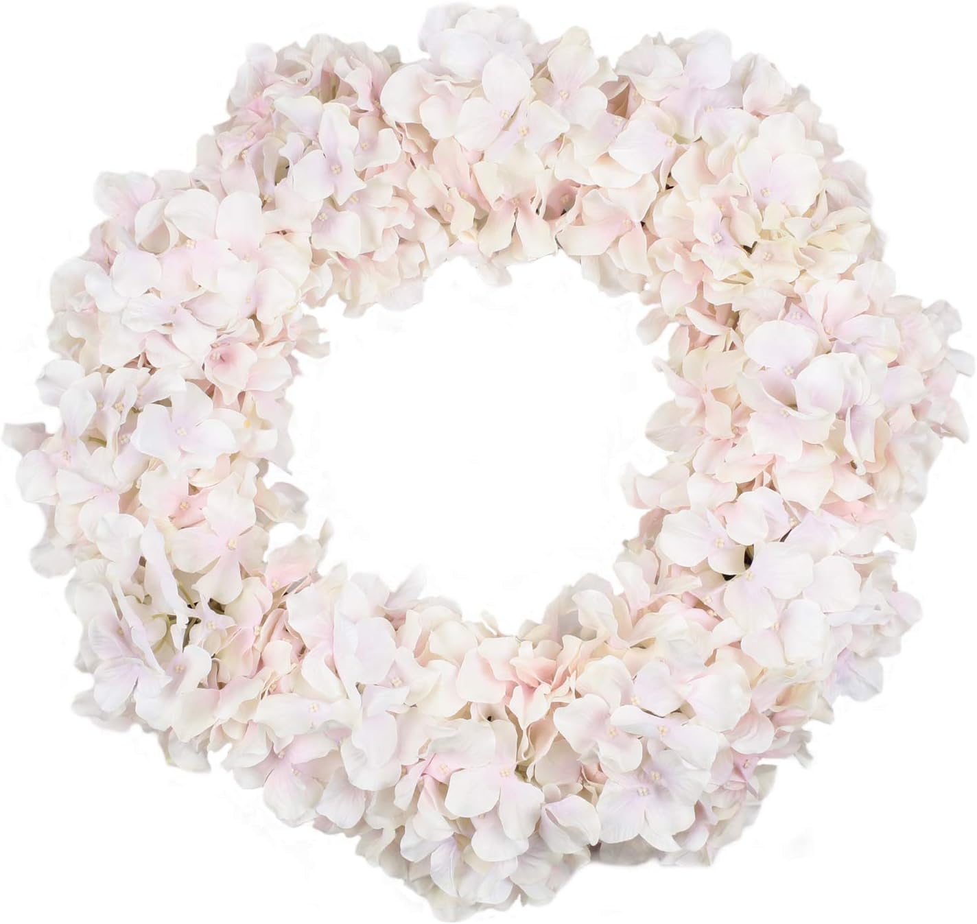 Homcomoda Artificial Flower Wreath 20 Inch Fake Silk Hydrangea Garland Front Door Wreath for Home Wedding Party Decoration (Pink)