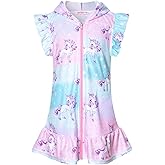 CHILDRENSTAR Girls Swim Coverups Terry Swimsuit Coverup Zip-Up Beach Flutter Sleeve Robe