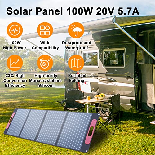 Portable Solar Panel,10W 20V Foldable Solar Panel Battery Charger, 23% Efficiency Module,IP66 Waterproof Solar Panels with 3 Output Ports for Outdoor Camping, Portable Power Station, Motorhome (10W)