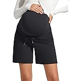 G4Free EverGoing Maternity Athletic Shorts with Pockets Over The Belly Drawstring Casual Pregnancy Shorts Yoga Workout
