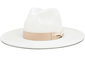 FLUFFY SENSE. Big Wide Brim Fedora Hat for Women - Nashville Outfits Western Hats Women's Felt Panama Rancher Hat