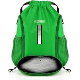 BROTOU Soccer Drawstring Backpack, Basketball Bag, Volleyball Football Bags with Ball and Shoe Compartment