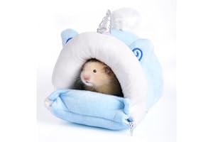 JOUSONTY Hamster Hideout, Hamster Bed, Hamster House, Hamster Hides for Cage, Terrarium, Habitat Decor, Medium, Blue, 5.91×5.91×4.72 Inch
