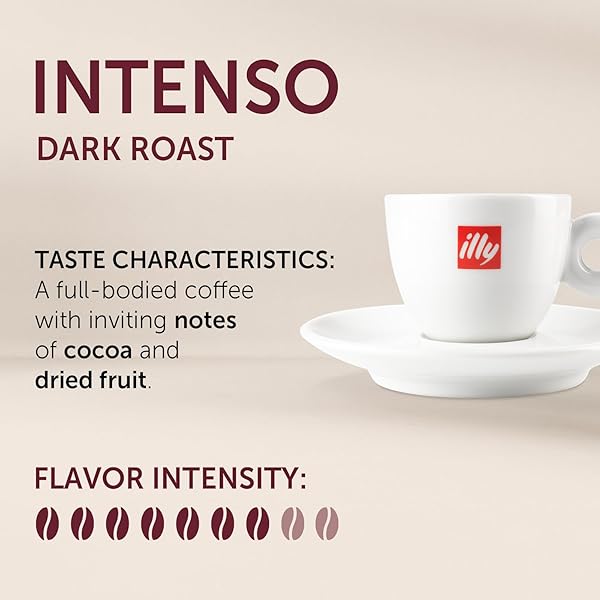 ILLY ESPRESSO COMPATIBLE CAPSULES – SINGLE-SERVE COFFEE CAPSULES & PODS – INTENSO BOLD ROAST – NOTES OF COCOA & DRIED FRUIT COFFEE PODS – FOR NESPRESSO COFFEE MACHINES – 10 COUNT