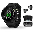 Wearable4U Garmin Forerunner 55 GPS Running 42 mm Watch with Daily Suggested Workouts, Black Black Earbuds Power Bundle