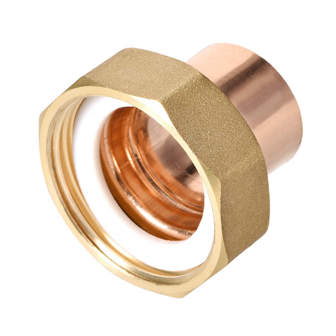 sourcing map G1 1/2 Copper Union Fitting with Sweat Solder Joint to Male Threaded Connects for Use 28mm Nominal Size Pipes
