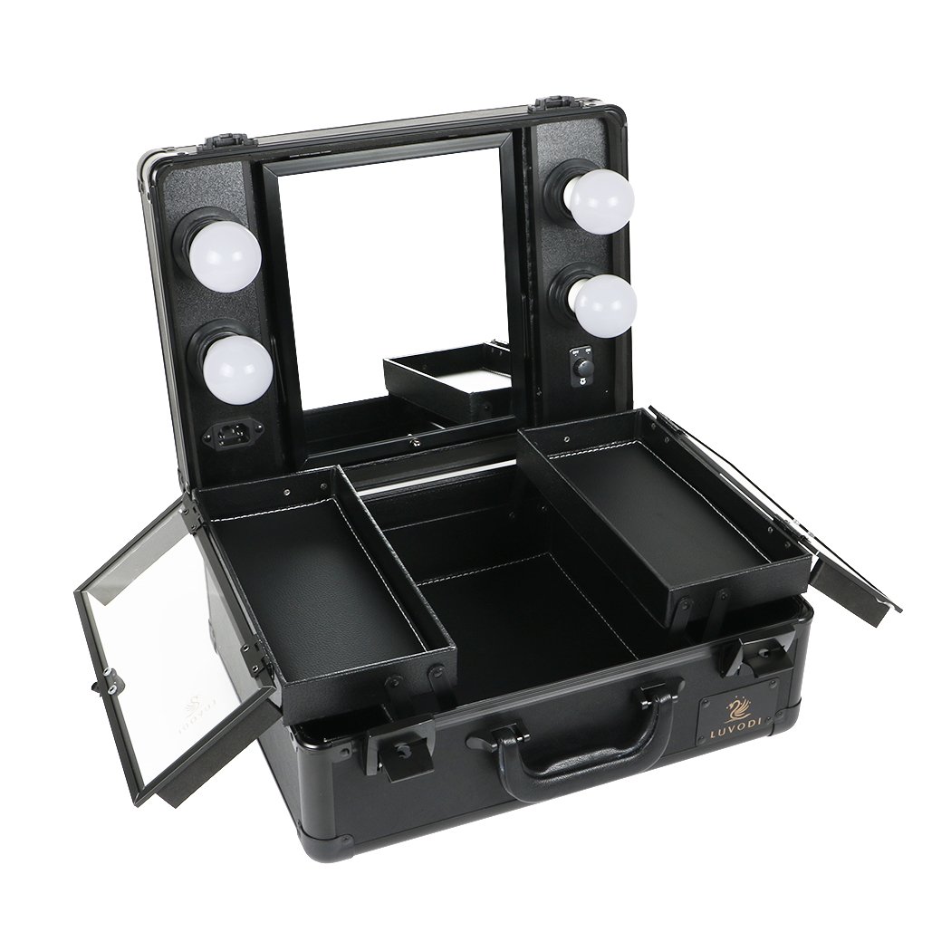 suitcase vanity with lights