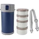 Oreilet for Hot Food, 304 Stainless Steel 2.9L Stackable Insulated Food Jar with 4 Tiers, Leak Proof Thermal Lunch Box Vacuum Carrier Soup Container for Office Outdoor