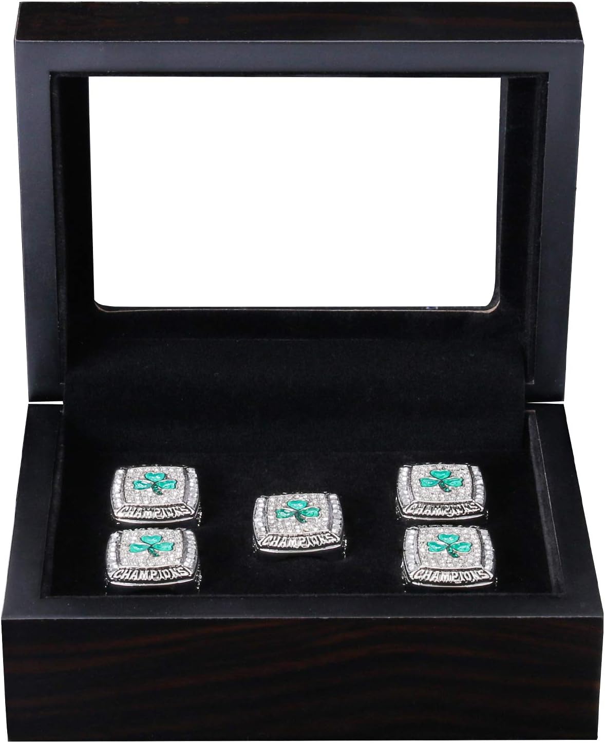 RECHIATO Sports Ring Display Case Sports Ring Storage Box Wooden Black