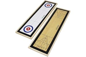 Yard Games Curling and Shuffleboard 2 in 1 Table Top Game with 8 Rolling Discs