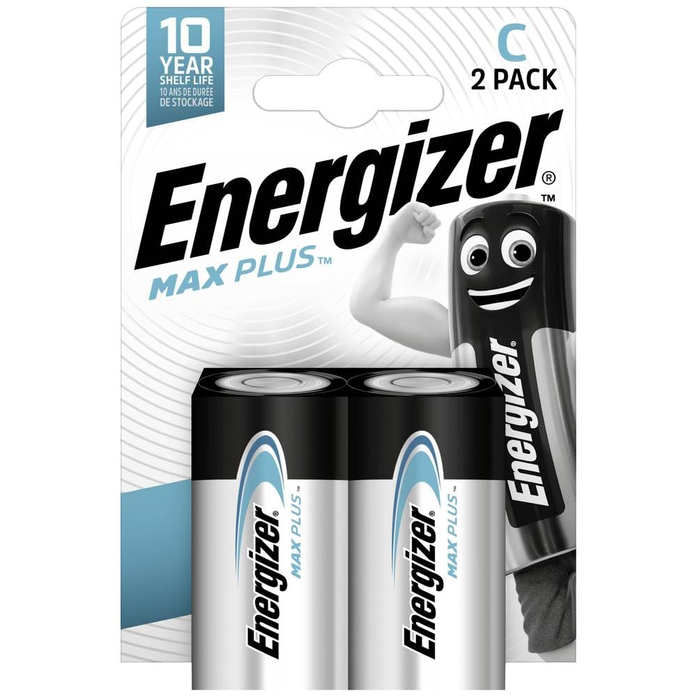 Energizer MaxPlus C Size Alkaline Batteries - Pack of 2