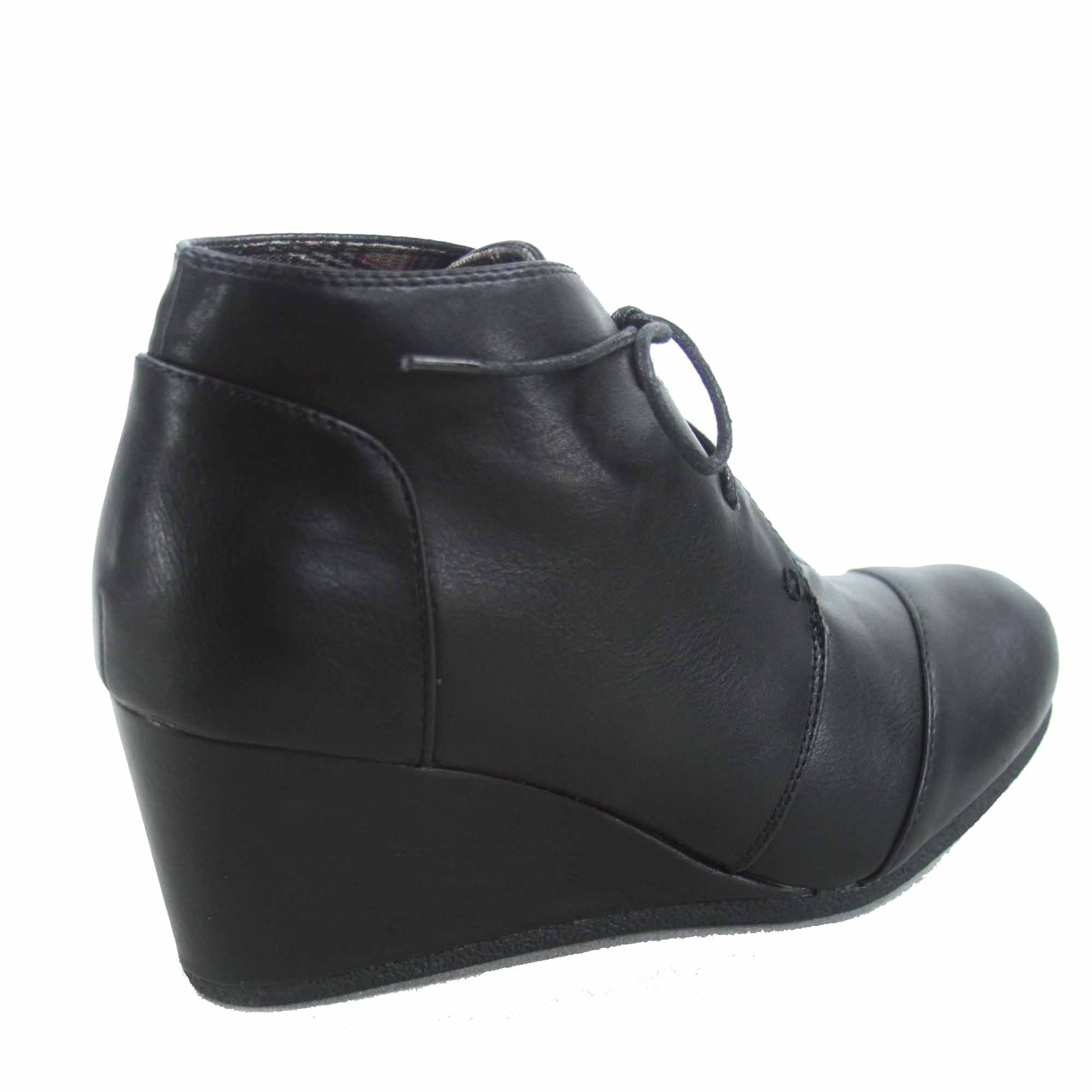 Forever Link Patricia-11 Women's Casual Ankle Booties Lace up Low Wedge Shoes (7 B(M) US, Black) - Image 4