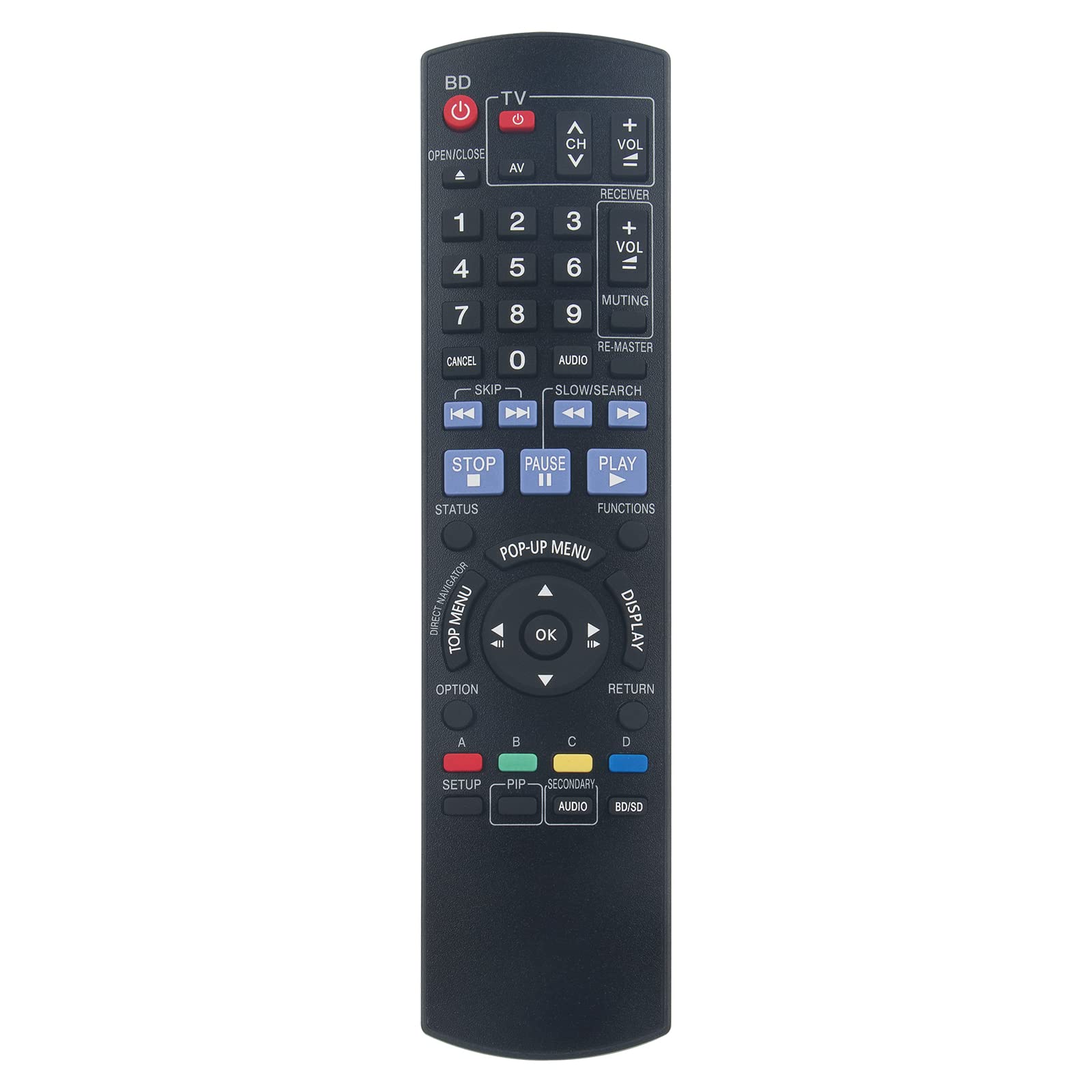 New N2QAYB000185 Replaced Remote for PANASONIC DMP-BD30EG DMPBD35EG-K DMPBD55EG-K DMPBD35EBK DMPBD50EGK DMPBD55EG DMP-BD30K DMP-BD35 DMP-BD35K DMP-BD35EB-K DMP-BD35EG-K DMP-BD55 DMP-BD55K DMP-BD55EG-K