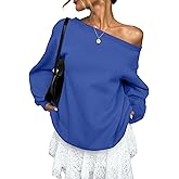 EasyGala Womens Fleece Lined Sweatshirt Off Shoulder Long Sleeve Pullover Top Oversized Shirt Basic Slouchy Clothes 2026