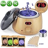 Wax Warmer Waxing Kit - Aldom - Digital LCD Display Hair Removal Wax Pot with Precision Temperature Control (110°F - 276°F), 4-Flavor Wax Beans and 20 Wax Applicator Stickers for Professional Beauty