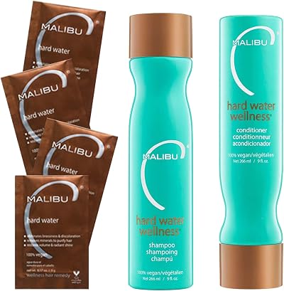 Malibu C Hard Water Wellness Kit 9oz Shampoo Conditioner 0.17oz Treatment Vegan