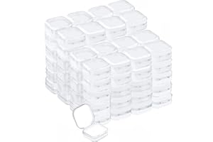 Abgream Plastic Beads Storage Containers - Mini Clear Square Box Empty Case with Lid for Earplugs, Pills, Jewelry, Hardware or Any Other Small Craft Gadgets (88 Pieces 1.37 x 1.37 x 0.7 Inches)