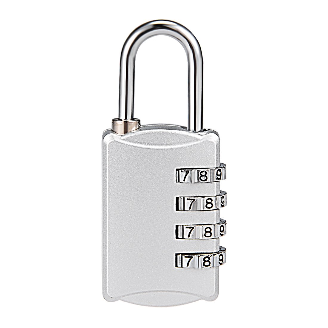 Sourcingmap 4 Digit Combination Padlock, 4mm Shackle, Zinc Alloy Lock Waterproof Lock for Gym Locker Fence Suitcase Travel Outdoor, Silver Tone