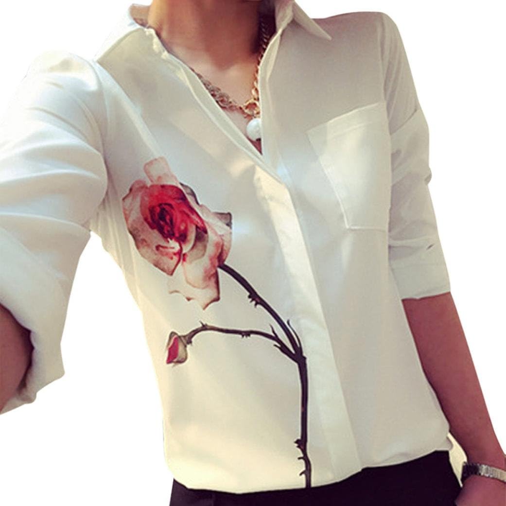 METFIT Spring Rose Flower Women Elegant Chiffon Shirts Blouse tops
