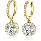D-Color VVS1 Round Moissanite Hoop Earrings for Women in 14K Gold, Great for Office and Daily Wear