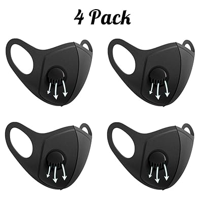 Stosts Anti Dust Face Mouth Masks with Valve, Unisex Black N95 Respirator Safety Masks, Reusable Washable 3D Fashion Masks for Running Cycling Camping Traveling Outdoor Activities Adults Men Women