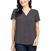 Hilary Radley Women's Short Sleeve Printed Blouse