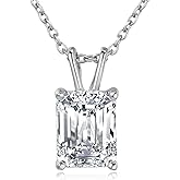 SHELOVES JEWELRY 925 Sterling Silver 5A Grade Emerald Cut Cubic Zirconia Pendant Necklace for Women Jewelry Gift 18"