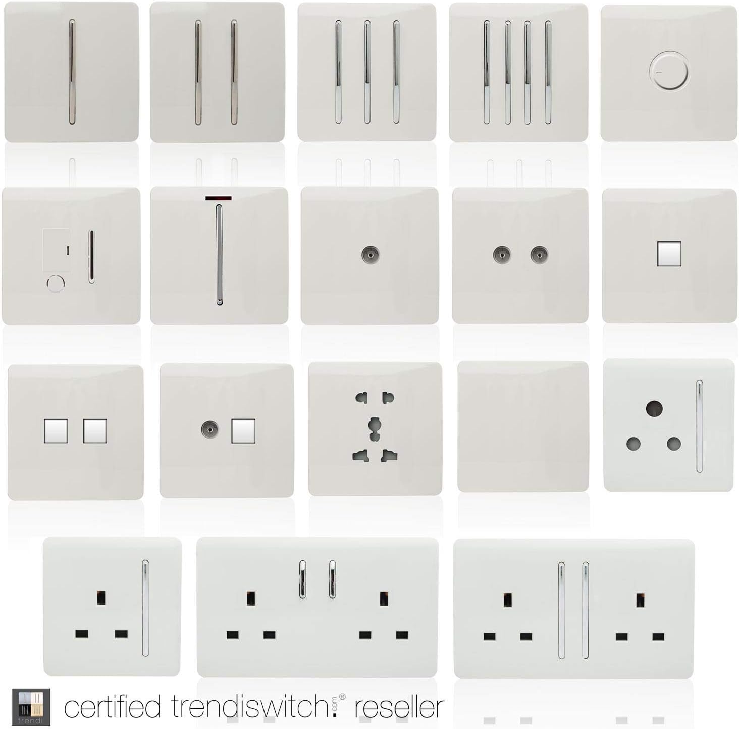 Trendi Artistic Modern Glossy Tactile 1 Gang 2 Way 120w LED Dimmer switch Ice White - Image 3