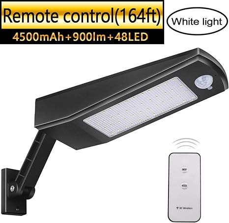 Licwshi 48 Led 4500mah Solar Light Ip65 Waterproof Outdoor Security Night Light Wireless Wall Lamp With Motion Sensor And Remote Control For Garden
