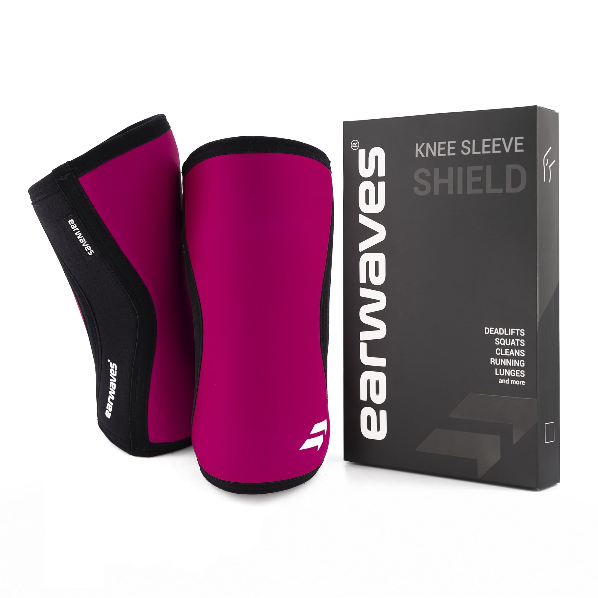 Earwaves ® Shield - Pair of 5mm & 7mm Neoprene Knee Pads for Weightlifting, Powerlifting, Weightlifting, Lunges and Any Functional Sport (M - 7 mm, Militar)